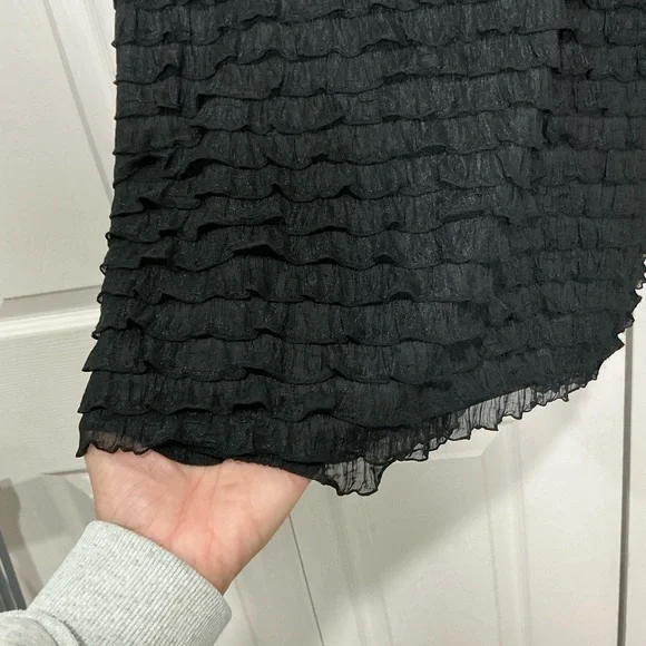 🤎 Free People Black Ruffle Mini Tank Dress - Size Medium - Picture 4 of 8
